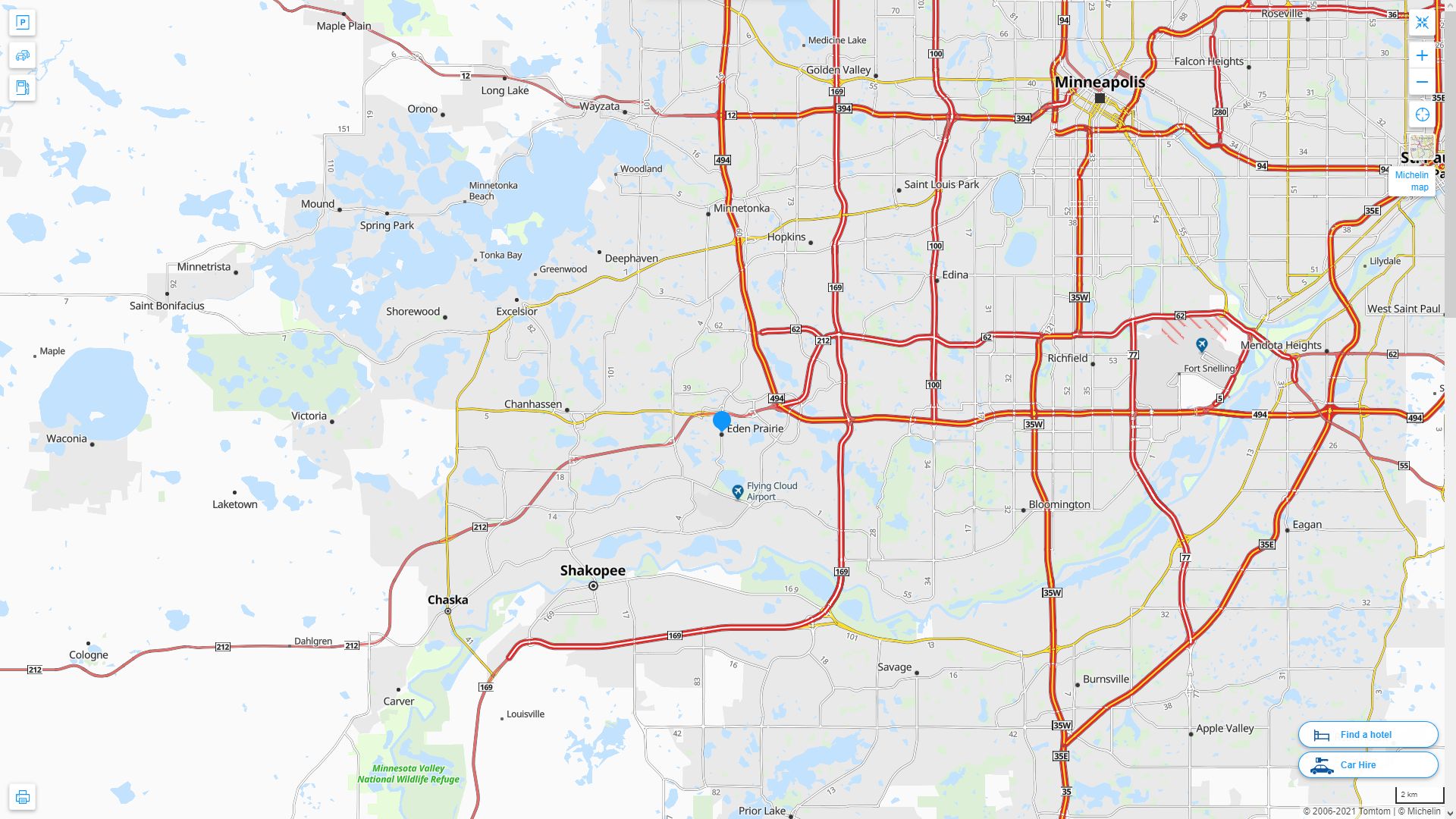 Eden Prairie Minnesota Highway and Road Map